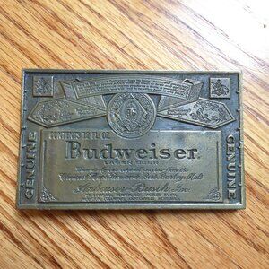 Vintage Budweiser Beer Brass Belt Buckle